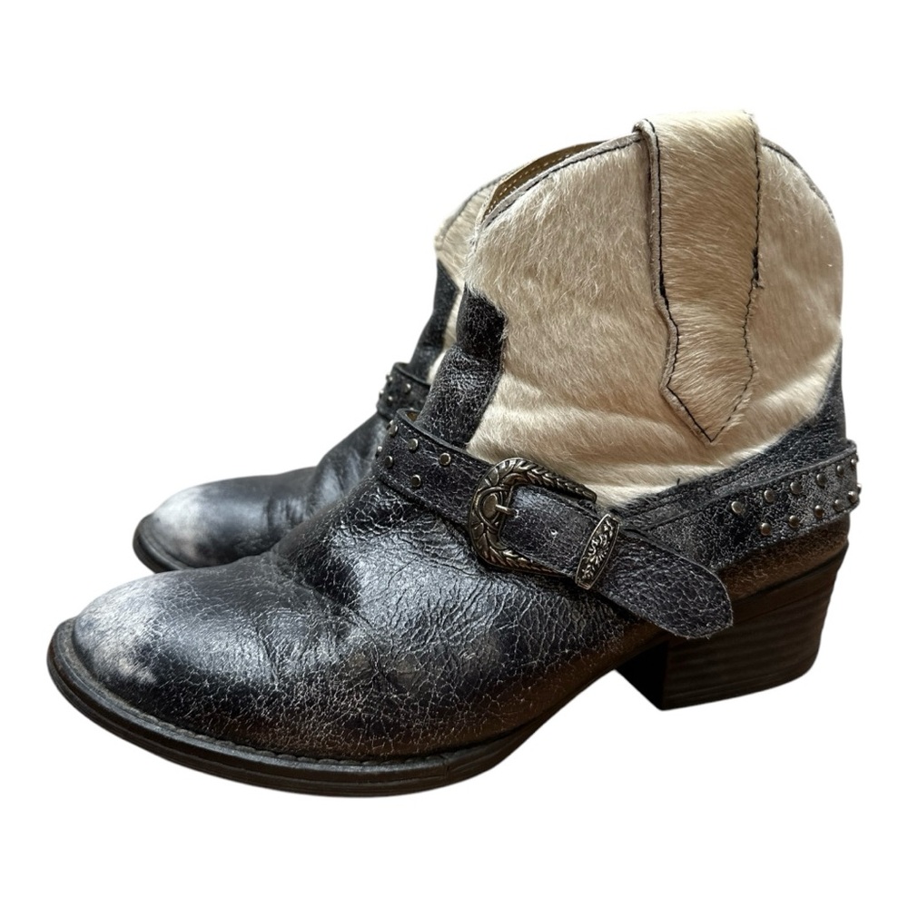 Women's Black and Cream Western Ankle Boots...Boots On The Ground Boots